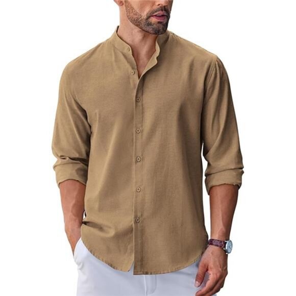 Men's Long Sleeve Oxford Dress Shirts Chambray Button Down Shirt - Picture 6 of 6